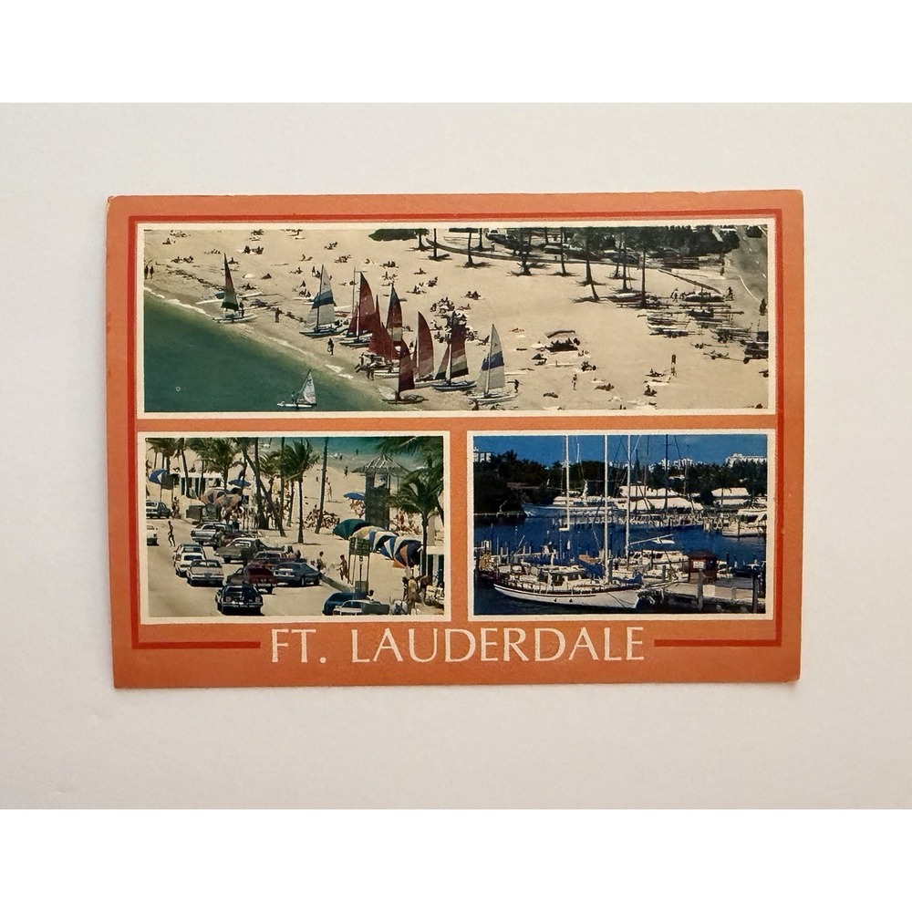 Postcard Ft. Lauderdale FL Collage Beaches Sail Boat Canal Marina Beaches Sun
